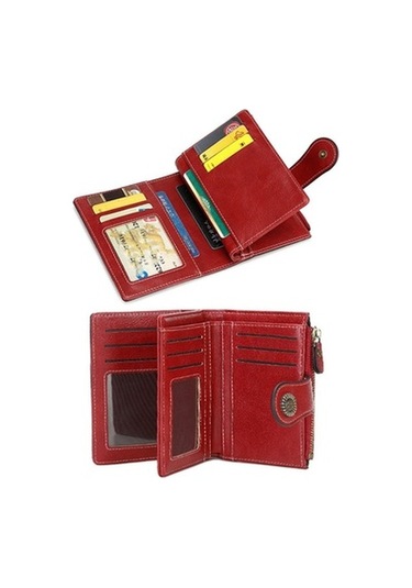 Linjinxu Rfıd Hırsızlık Önleyici Fırça Kadın Cüzdanı Çoklu Kart Pozisyonlu Tokalı Cüzdan Kısa Fermuarlı Çanta Siyah Siyah