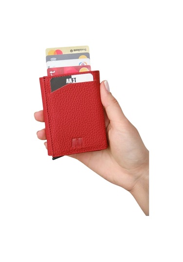 Mft Leather Hakiki Deri Erkek Mekanizmalı Cüzdan Retro 2660 Flother Mat Kırmızı