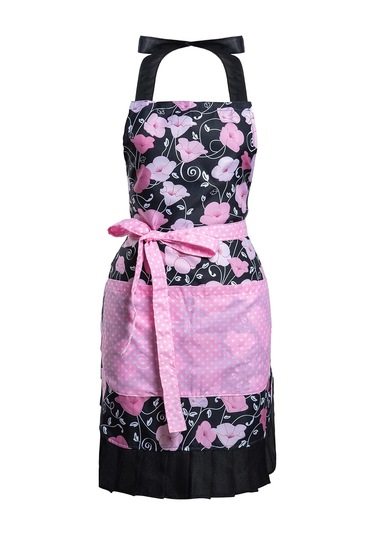Kadın Kızları İçin Büyük Cepli Güzel Çiçek Desenli Retro Önlükler Pembe Çiçek Diğer