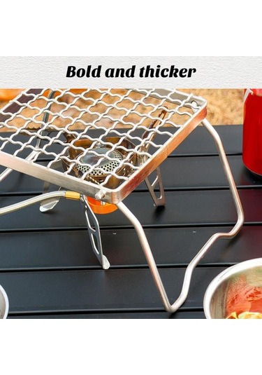 Gaz Sobası Standı Yüksek Stabilite Isıya Dayanıklı Paslanmaz Taşınabilir Katlanır Piknik Barbekü Izgara Izgara Kamp Malzemeleri Gümüş