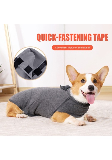 Vkemall Köpekler İçin Kışlık Isı Sağlayan Yünlü İç Katlı Turtleneck Triko - Gri - Beden L Ya002m031