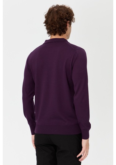 Erkek Basic Polo Yaka İnce Triko Kazak K.mor K.mor