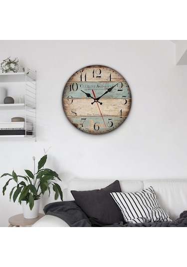 Homyl Ahşap Duvar Saati 12 Inç Dekoratif Kuvars Saatler Yatak A A