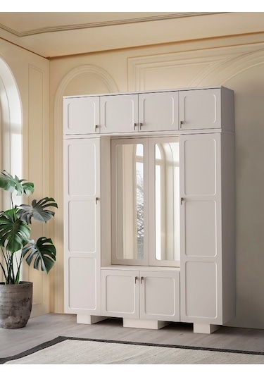 Neva Mdf Portmanto Krem - Meşe