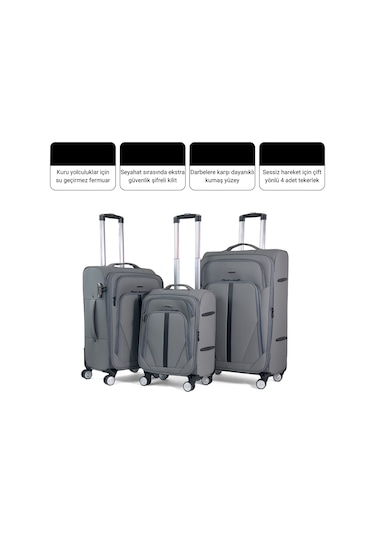 Reymond Luggage Luna Serisi Seyahat Valizi, Orta Boy Gri