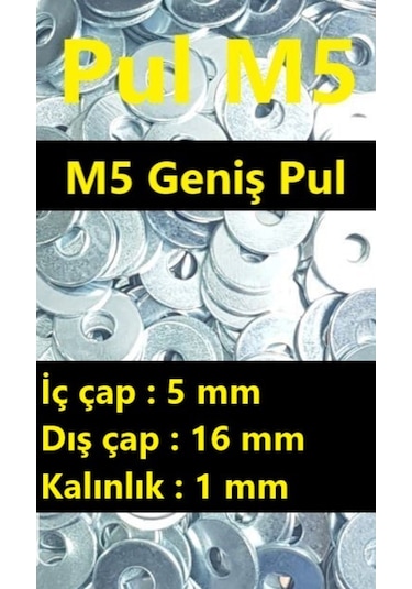 Pul - M5 Geniş Pul - 3/16 Pul (100 Adet) Ar.10 N11.59317