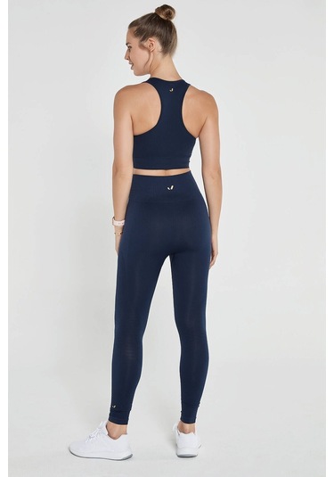 Jerf Gela Yüksek Bel Esnek ve Toparlayıcı Spor Tayt Lacivert