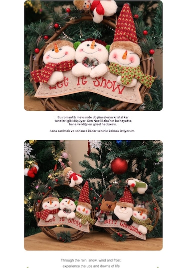 Noel Rattan Çelenk Dekorasyon Kolye Kardan Adam Tarzı 024