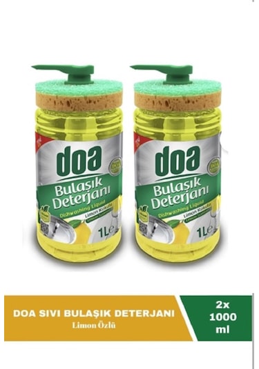 Doa Sıvı Bulaşık Deterjanı Limon Kokulu 1 Lt Süngerli X 2 Adet