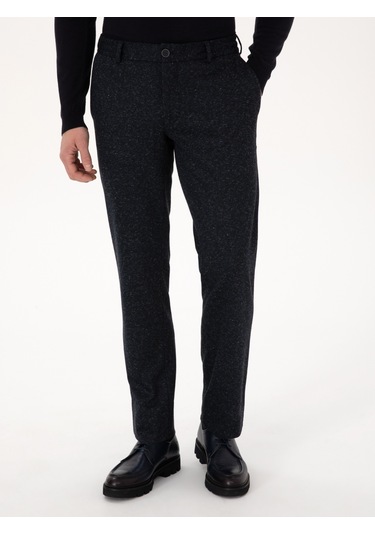 Cacharel Lacivert Slim Fit Yün Karışımlı Kumaş Pantolon
