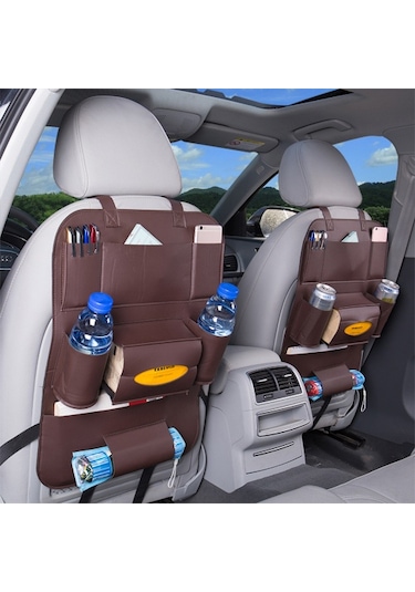 Pu Deri Araba Koltuğu Arkası Düzenleyici Arka Koltuk Saklama Kutusu Kahve