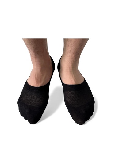 Erkek Görünmez Çorap Kaydırmaz Topuk Silikonlu, Terletmeyen Babet Çorap Siyah