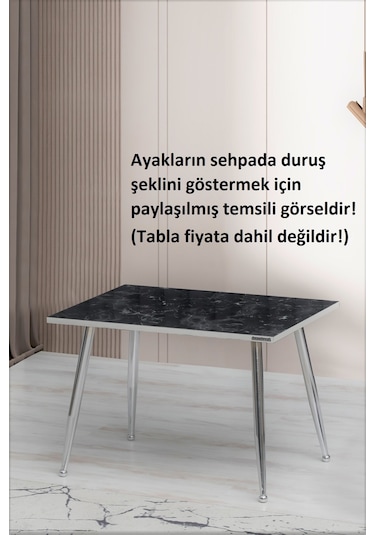 1 Adet-45cm Metal Konik Ayak-sehpa Ayağı-gümüş Renk Kaplama