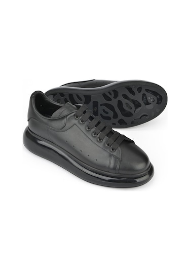Ziya, Erkek Hakiki Deri Sneaker 143423z120 Siyah Siyah
