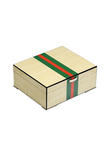 Gucc İtaly Humidor Puro Kutusu Yeşil/kırmızı Akçaağaç 40's