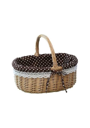 Pazly Cbtx Willow Açık Piknik Sepeti, Dokuma Sepet Yumurta Kabı S Beyaz Nokta Ahşap