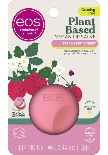 Eos Strawberry Sorbet Bitkisel Vegan Dudak Balsamı 12gr