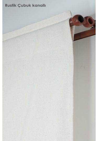 Naturel Potlu Tül Perde Retro Krem Fırfırlı Krem