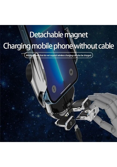 Hfambition Araç İçin Manyetik Kablolu Kablosuz Şarj Cihazı 15w Hızlı Şarj + Otomatik Klem + 360 Döner Telefon Tutucu Type-c, İphone/samsung Uyumlu Diğer