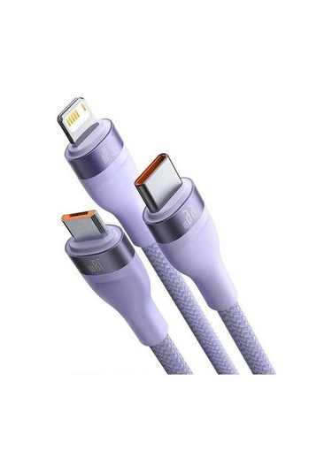 Novahub 66w 3in1 Super Quick Charge Kablosu - Honor & Huawei Uyumlu - 100w Destekli - 1.2m Uzunluğu - Mor