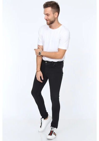 Digital Jeans Erkek Slim Fit Dar Kesim Dar Paça Kot Pantolon Füme Açık Gri