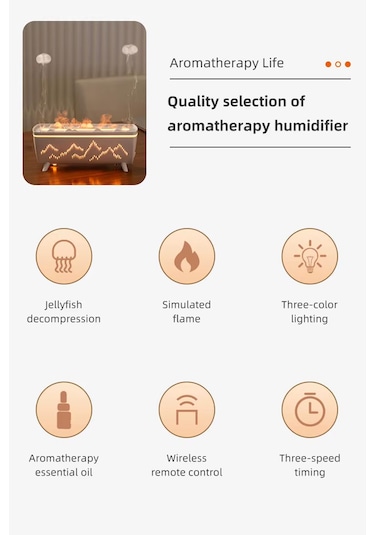 Hava Nemlendirici Ve Yağ Difüzörü - Aromaterapi Makinesi - 3 Renk Led Işık Siyah