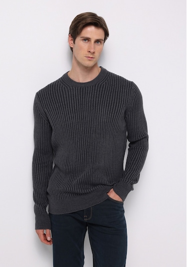 Colins Regular Fit Yuvarlak Yaka Jakarlı Erkek Lacivert Kazak Cl1076733 Q1.v2 Nav Lacivert