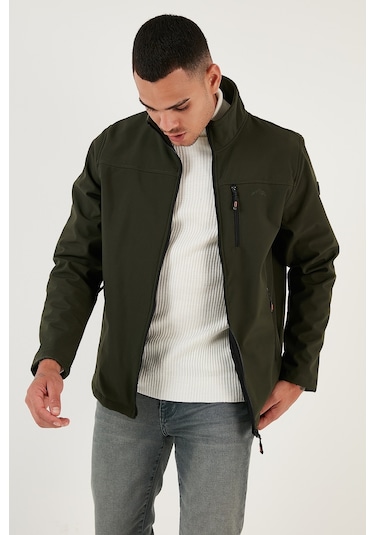 Buratti Su Itici Slim Fit Dik Yaka Softshell Ince Erkek Mont 649003 Haki