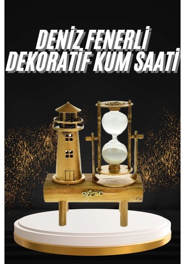 Hediyelik Eşya Retro Deniz Fenerli Kum Saati Ahşap Görünümlü Dekoratif Eşya