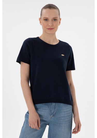 U.S. Polo Assn. Kadın Lacivert Bisiklet Yaka Triko Tişört 50306460-VR033