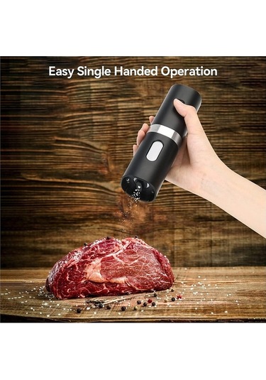 Createtech Kk Elektrikli Otomatik Tuz & Karabiber Öğütücü Seti, Şarj Tabanlı, 2 Ayarlı, Taşınabilir Ahşap