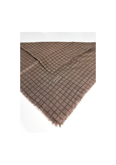 Eripek Desenli Flamalı Keten Eşarp- 06112 Kahve