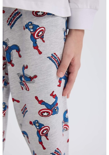 DeFacto Erkek Çocuk Pijama Takımı Marvel Comics Bisiklet Yaka Uzun Kollu Üst Uzun Alt D6435A824WNWT34