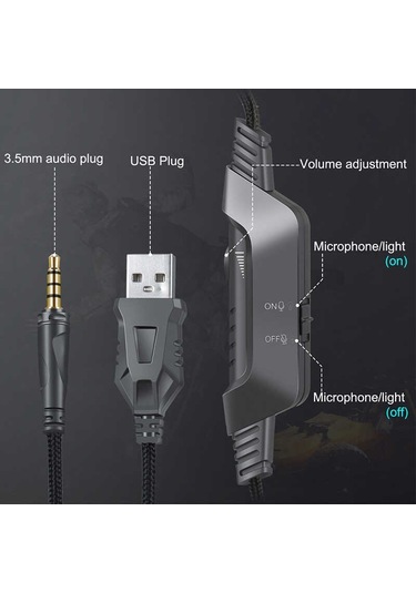 Canpay​ Onikuma K6 RGB 3.5MM Kablolu Kulak Üstü Oyuncu Kulaklığı