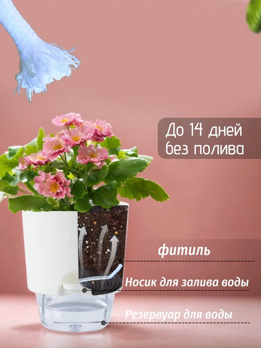 Best Room Fitili İle Otomatik Sulama Özellikli Saksı Seti 450ml 3 Adet 329660823