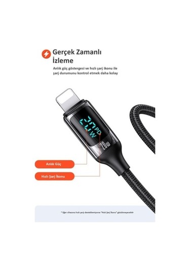 Novahub Usams Us-sj545 1.2m Pd 20w Type-c To Lightning Kablo, 100w Pd Hızlı Şarj, Led Göstergeli, Çinko Alaşımı, Ce Ve Uysal Sertifikalı