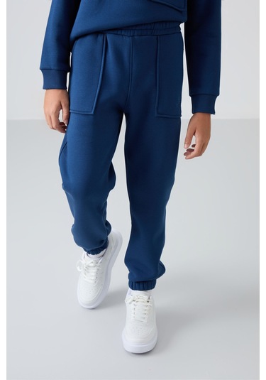 Tommy Life Parlament Pamuklu Kalın İçi Tüylü Yumuşak Dokulu Standart Fit Baskılı Erkek Çocuk Eşofman Takım - 1 Parlement Mavisi