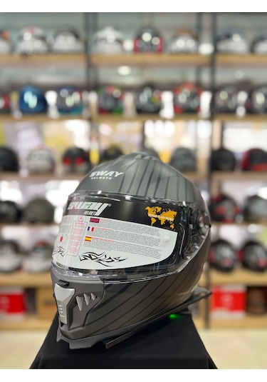 Sway Sw 865 Space Black White Full Face Kapalı Motosiklet Kask Gri - Siyah