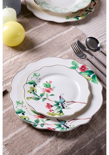 Porselen Bridy Bone 24 Parça 6 Kişilik Yemek Takımı Desenlı Desenli