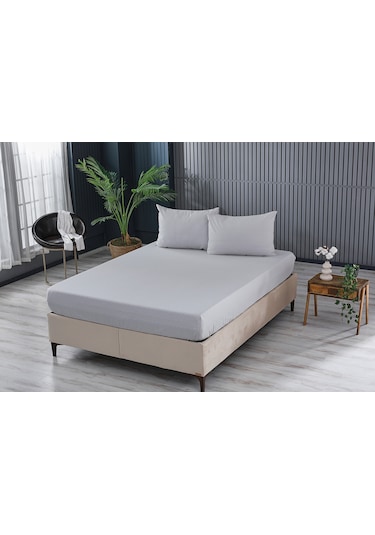 Colourful Fitted Çarşaf Çift King Size - Gri