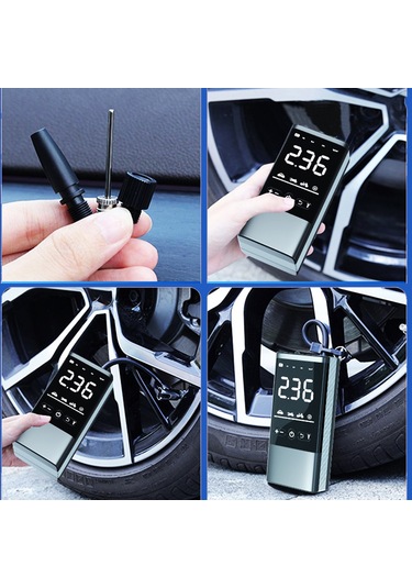 Samdoo Kablosuz Araçlı Hava Pompa, Taşınabilir Dijital Göstergeli, Otomatik Duran, 3 Fişli, Fenerli, Motor, Bisiklet, Toplar İçin Hava Atıcı