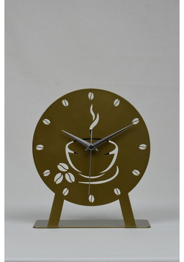 Coffe Model Metal Lazer Kesim Akar Sessiz Mekanizmalı Masa Saati Gold