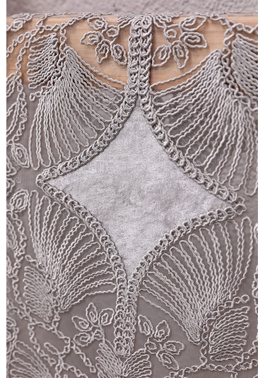 Avangart Kadife Fransız Güpürlü 5 Parça Salon Takımı - Gri