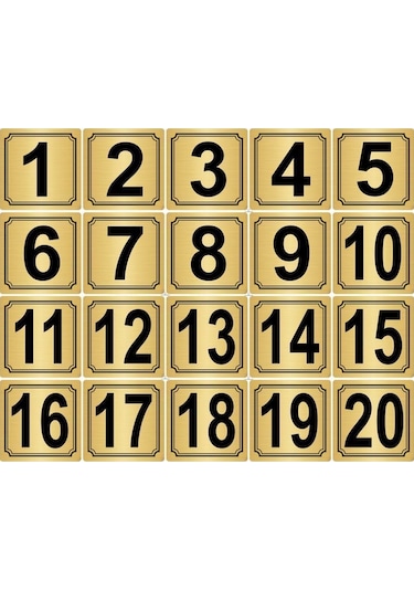 Metal Kapı Masa Dolap Numarası 15 Cm 15 Cm 20 Adet