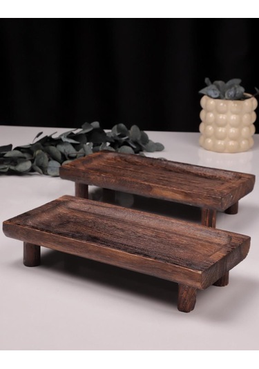 Bambum 2 Parça Pavlonya Noble Ahşap Sunum Ve Servis Seti Dikdörtgen Servis Tabakları Ahşap