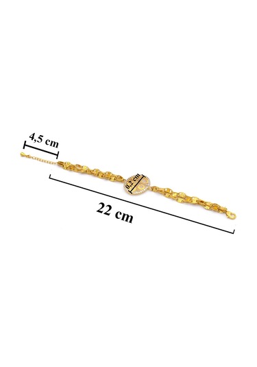 Bz 22 Ayar Altın Kaplama Spor Zirkon Taşlı Bayan Bileklik Blk-317 Gold