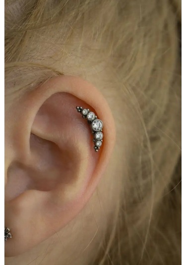 Dzirka Taşınabilir Labret Küpe Kulaştırma Burun Frenulum Piercingi Titanyum 103372126 Gri