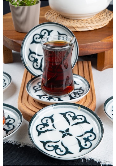 Ahenk 6'lı Porselen Çay Tabağı Seti Beyaz