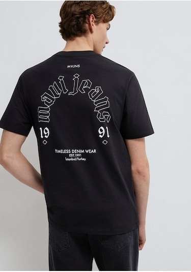 Mavi - Mavi Jeans Baskılı Siyah Tişört 0613201-900 Siyah