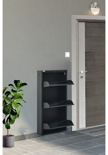 Arpelia Metal Ayakkabılık 3 Lü Antrasit